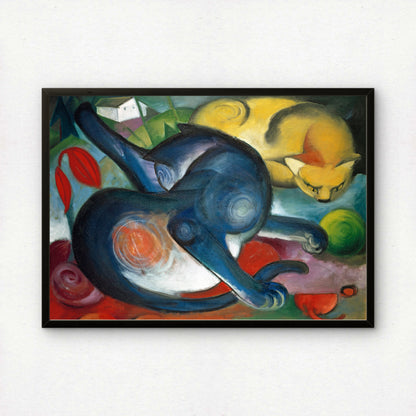 Two Cats, Blue and Yellow | Franz Marc | Fine Art Cat Print | Cat Lover Gift | Wall Art