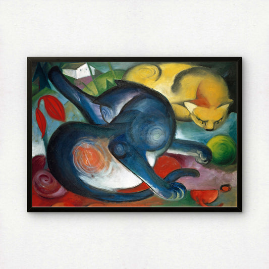 Two Cats, Blue and Yellow | Franz Marc | Fine Art Cat Print | Cat Lover Gift | Wall Art