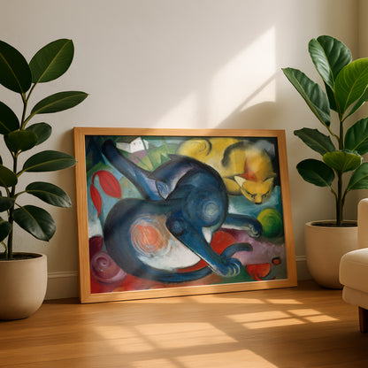 Two Cats, Blue and Yellow | Franz Marc | Fine Art Cat Print | Cat Lover Gift | Wall Art