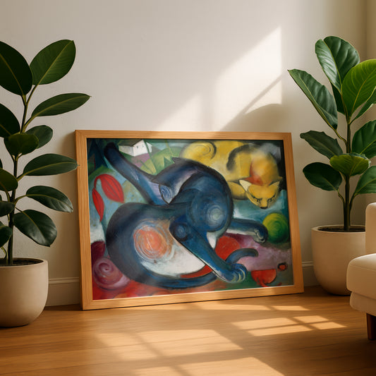 Two Cats, Blue and Yellow | Franz Marc | Fine Art Cat Print | Cat Lover Gift | Wall Art