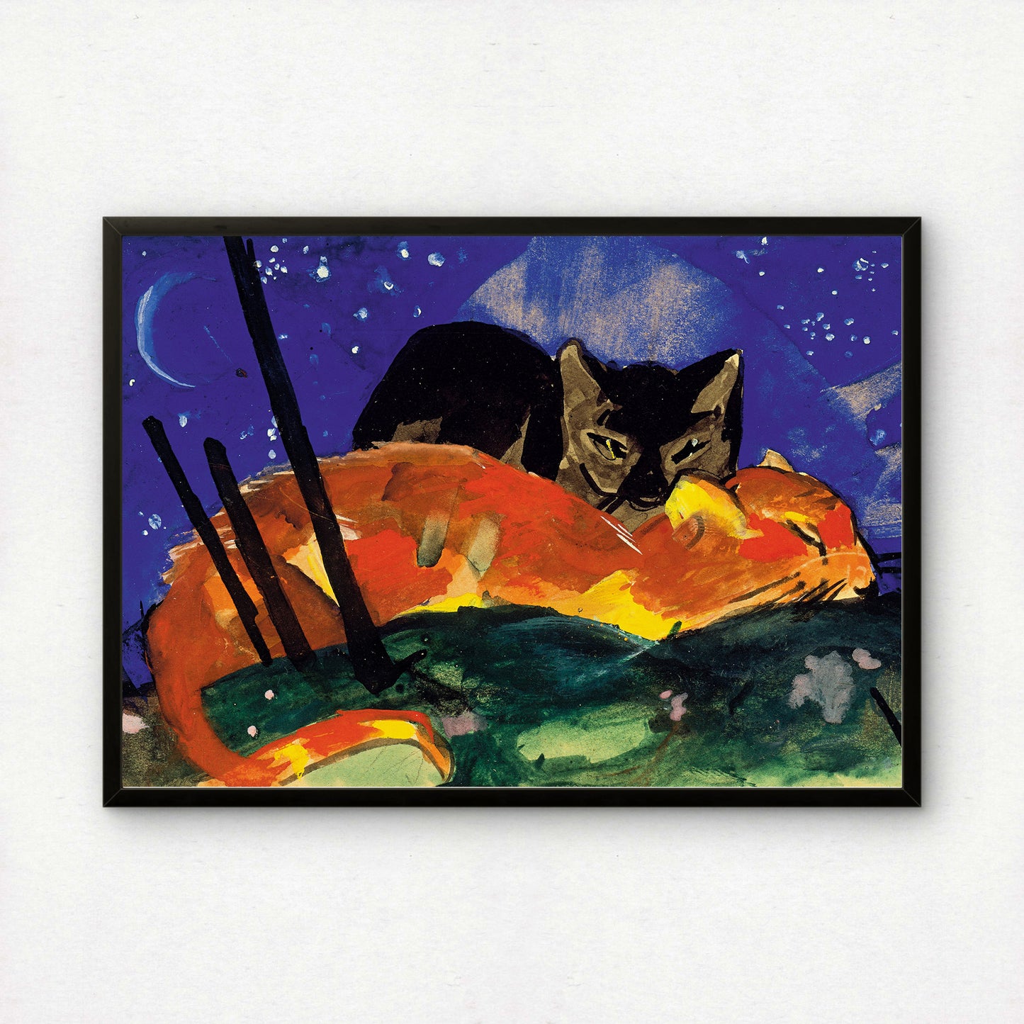 Two Cats, Orange and Black | Franz Marc | Fine Art Cat Print | Cat Lover Gift | Wall Art