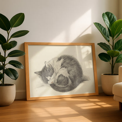 Curled-Up Sleeping Cat | Jean Bernard | Fine Art Cat Print | Cat Lover Gift | Wall Art