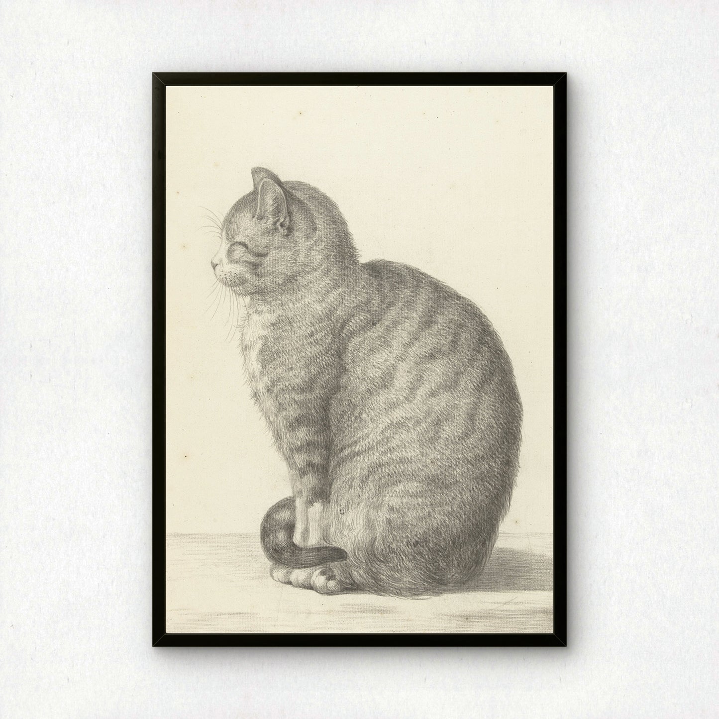 Sitting Cat, Facing Left | Jean Bernard | Fine Art Cat Print | Cat Lover Gift | Wall Art