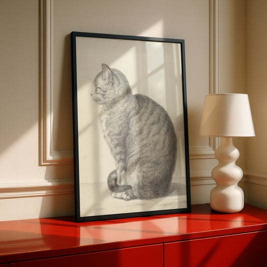 Sitting Cat, Facing Left | Jean Bernard | Fine Art Cat Print | Cat Lover Gift | Wall Art