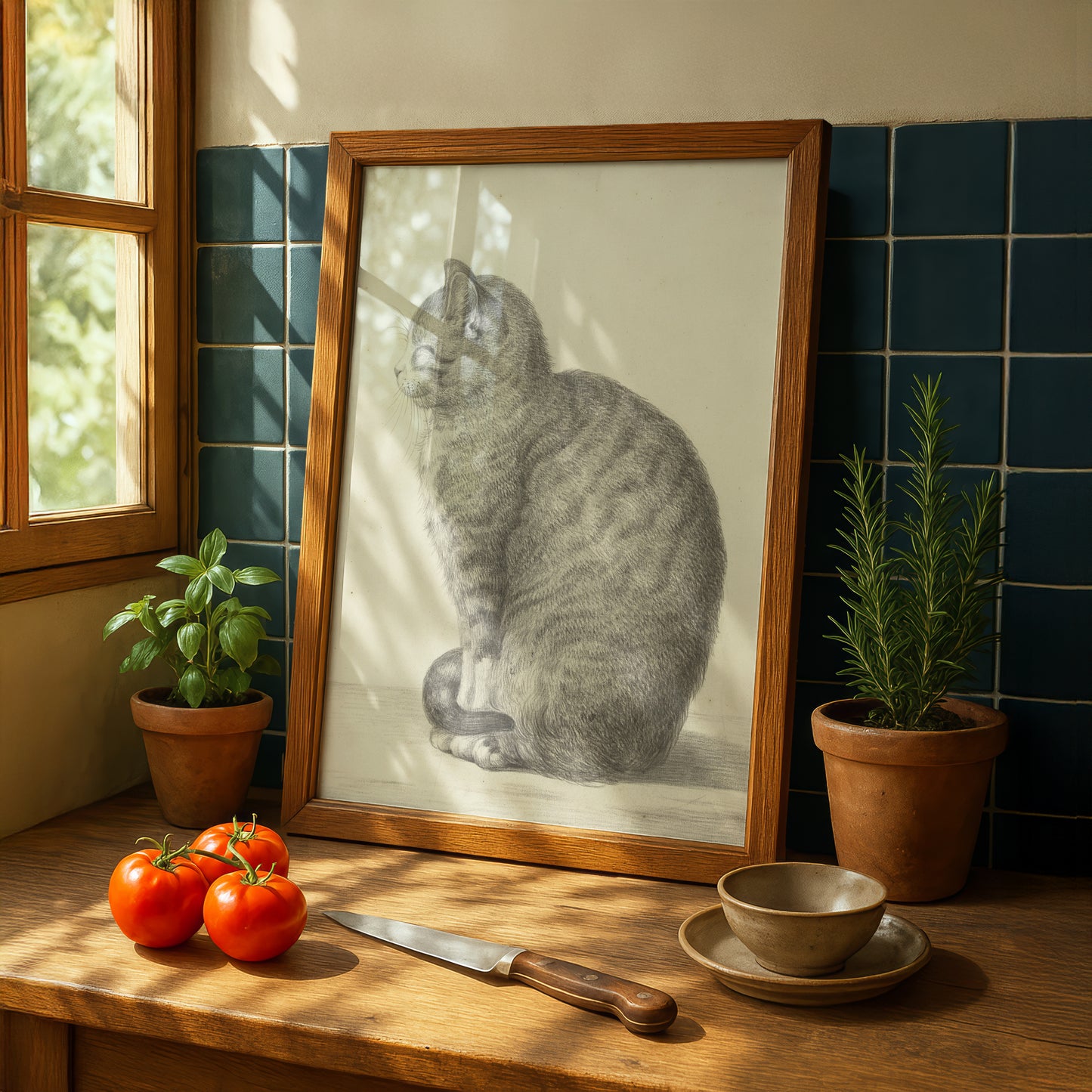 Sitting Cat, Facing Left | Jean Bernard | Fine Art Cat Print | Cat Lover Gift | Wall Art
