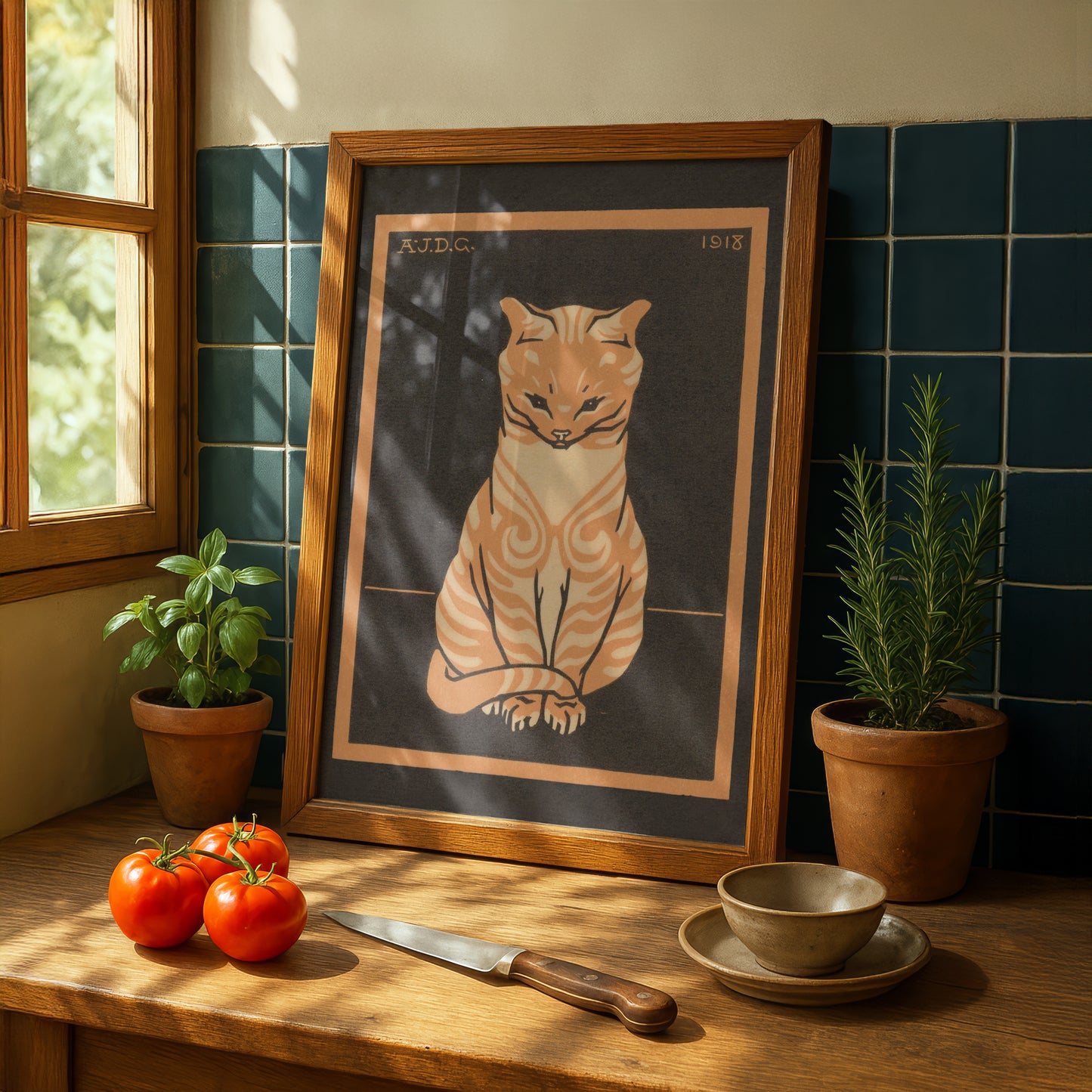 Sitting Cat | Julie de Graag | Fine Art Cat Print | Cat Lover Gift | Wall Art