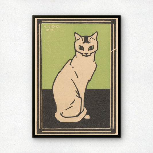 Sitting Cat (Green) | Julie de Graag | Fine Art Cat Print | Cat Lover Gift | Wall Art