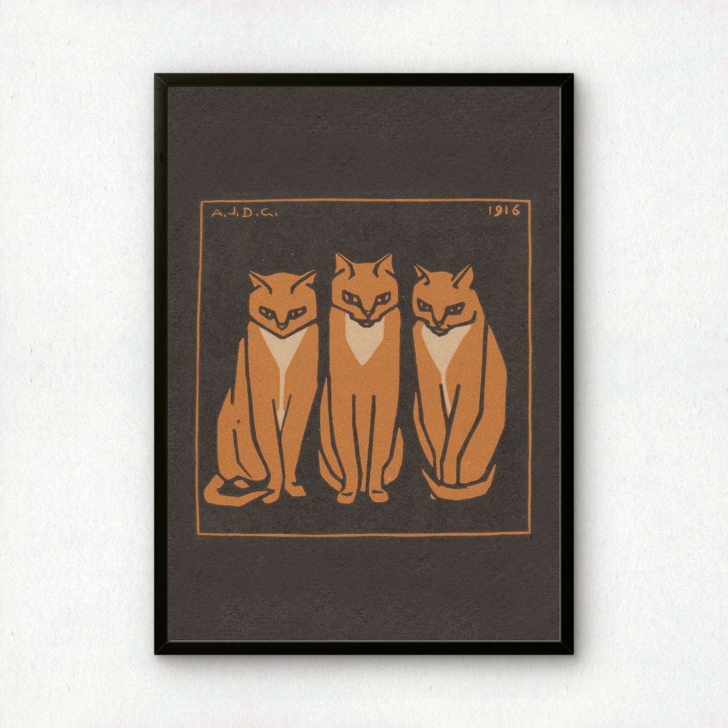 Three Cats | Julie de Graag | Fine Art Cat Print | Cat Lover Gift | Wall Art