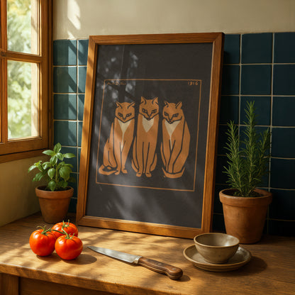 Three Cats | Julie de Graag | Fine Art Cat Print | Cat Lover Gift | Wall Art
