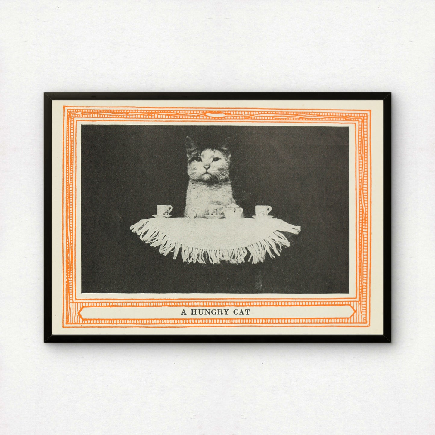 Funny Victorian Cat Art Print | 'A Hungry Cat' | Vintage Cat Meme Wall Art | Cat Lover Gift