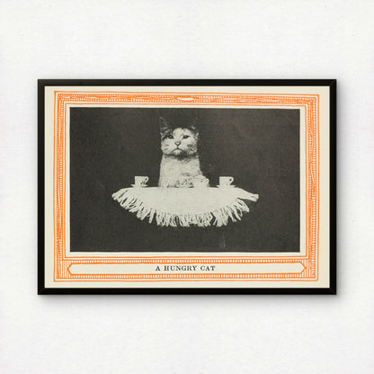 Funny Victorian Cat Art Print | 'A Hungry Cat' | Vintage Cat Meme Wall Art | Cat Lover Gift