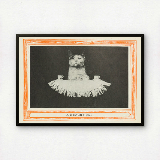 Funny Victorian Cat Art Print | 'A Hungry Cat' | Vintage Cat Meme Wall Art | Cat Lover Gift