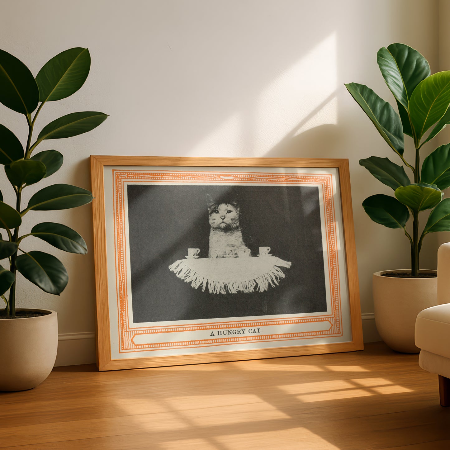 Funny Victorian Cat Art Print | 'A Hungry Cat' | Vintage Cat Meme Wall Art | Cat Lover Gift