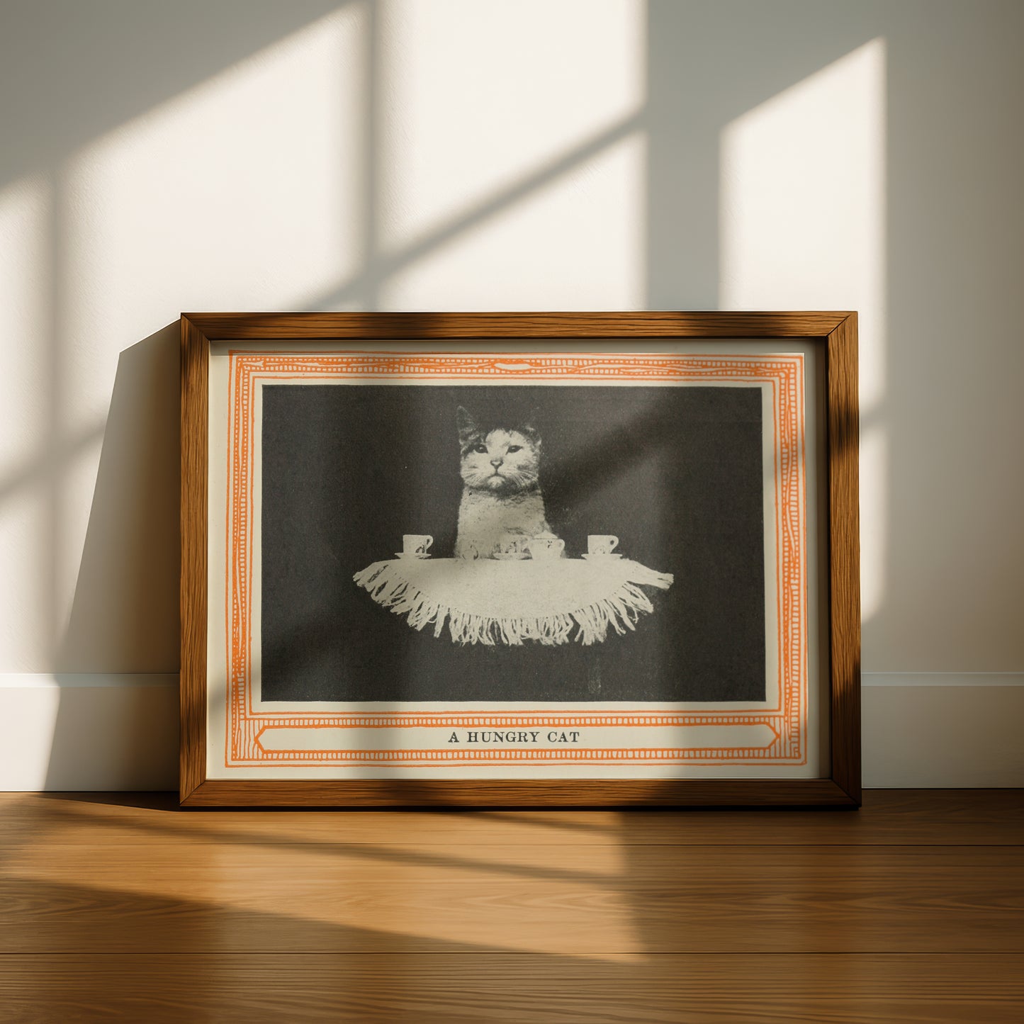 Funny Victorian Cat Art Print | 'A Hungry Cat' | Vintage Cat Meme Wall Art | Cat Lover Gift