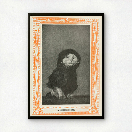 Funny Victorian Cat Art Print | 'A Little Eskimo' | Vintage Cat Meme Wall Art | Cat Lover Gift