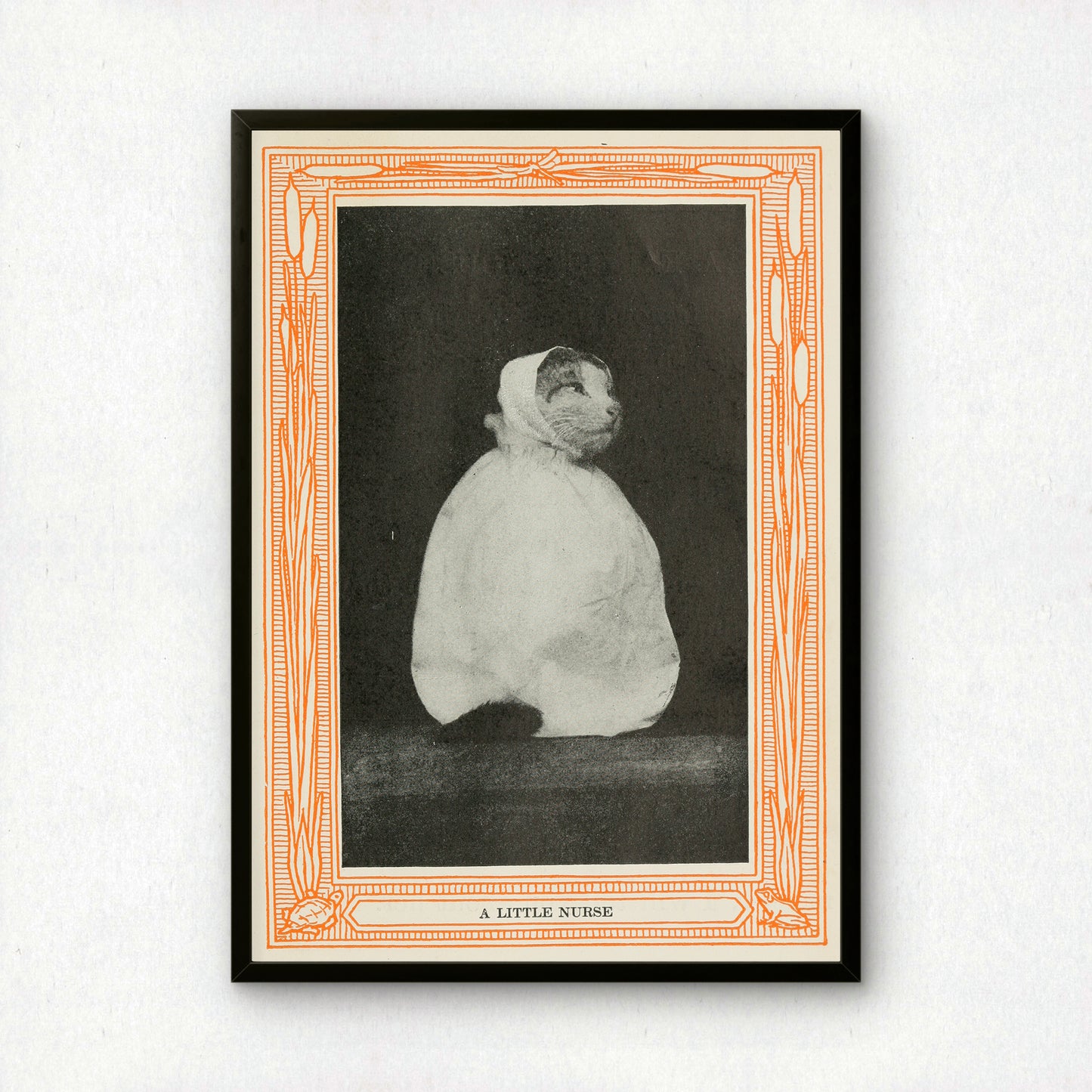 Funny Victorian Cat Art Print | 'A Little Nurse' | Vintage Cat Meme Wall Art | Cat Lover Gift