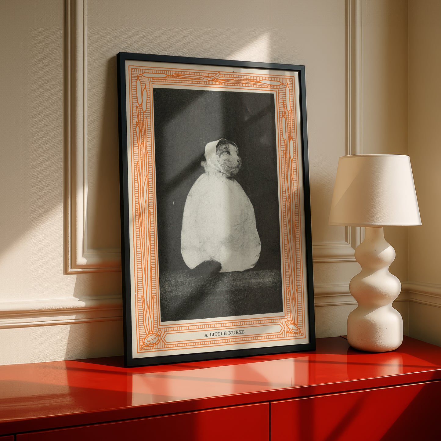 Funny Victorian Cat Art Print | 'A Little Nurse' | Vintage Cat Meme Wall Art | Cat Lover Gift