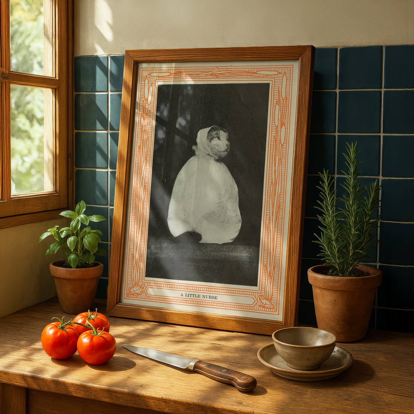 Funny Victorian Cat Art Print | 'A Little Nurse' | Vintage Cat Meme Wall Art | Cat Lover Gift