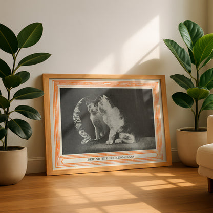 Funny Victorian Cat Art Print | 'Behind the Looking Glass' | Vintage Cat Meme Wall Art | Cat Lover Gift