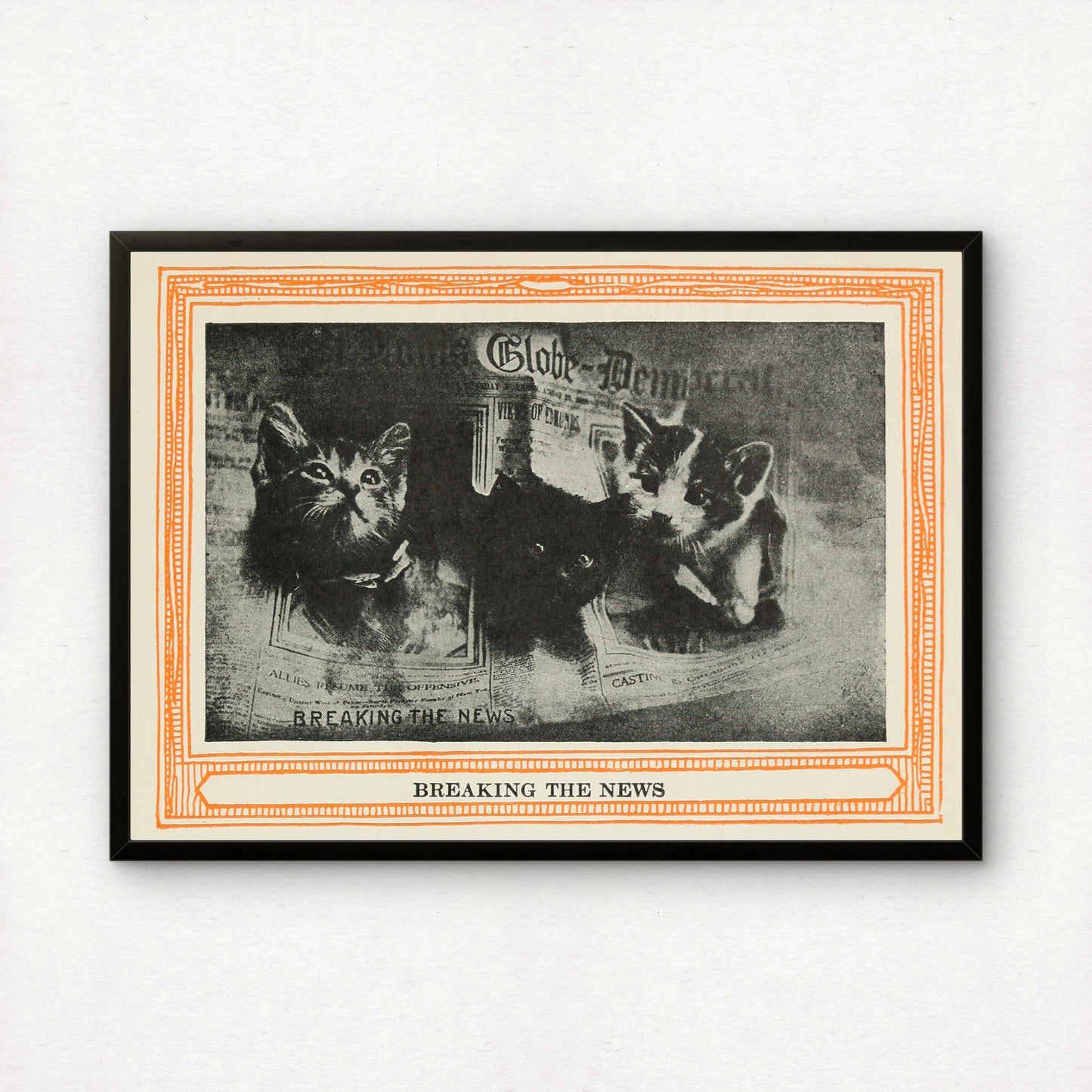 Funny Victorian Cat Art Print | 'Breaking the News' | Vintage Cat Meme Wall Art | Cat Lover Gift