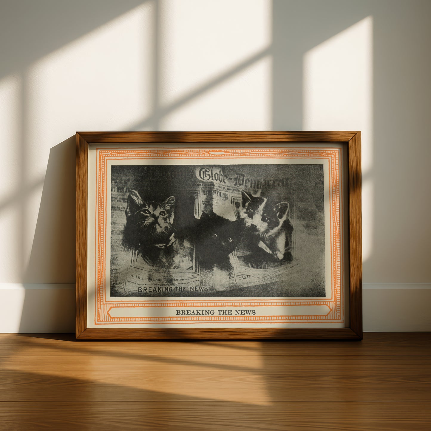 Funny Victorian Cat Art Print | 'Breaking the News' | Vintage Cat Meme Wall Art | Cat Lover Gift
