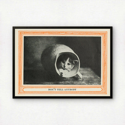 Funny Victorian Cat Art Print | 'Don't Tell Anybody' | Vintage Cat Meme Wall Art | Cat Lover Gift
