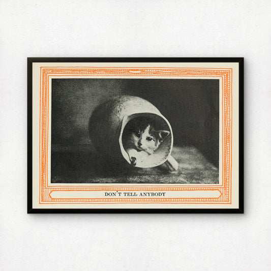 Funny Victorian Cat Art Print | 'Don't Tell Anybody' | Vintage Cat Meme Wall Art | Cat Lover Gift