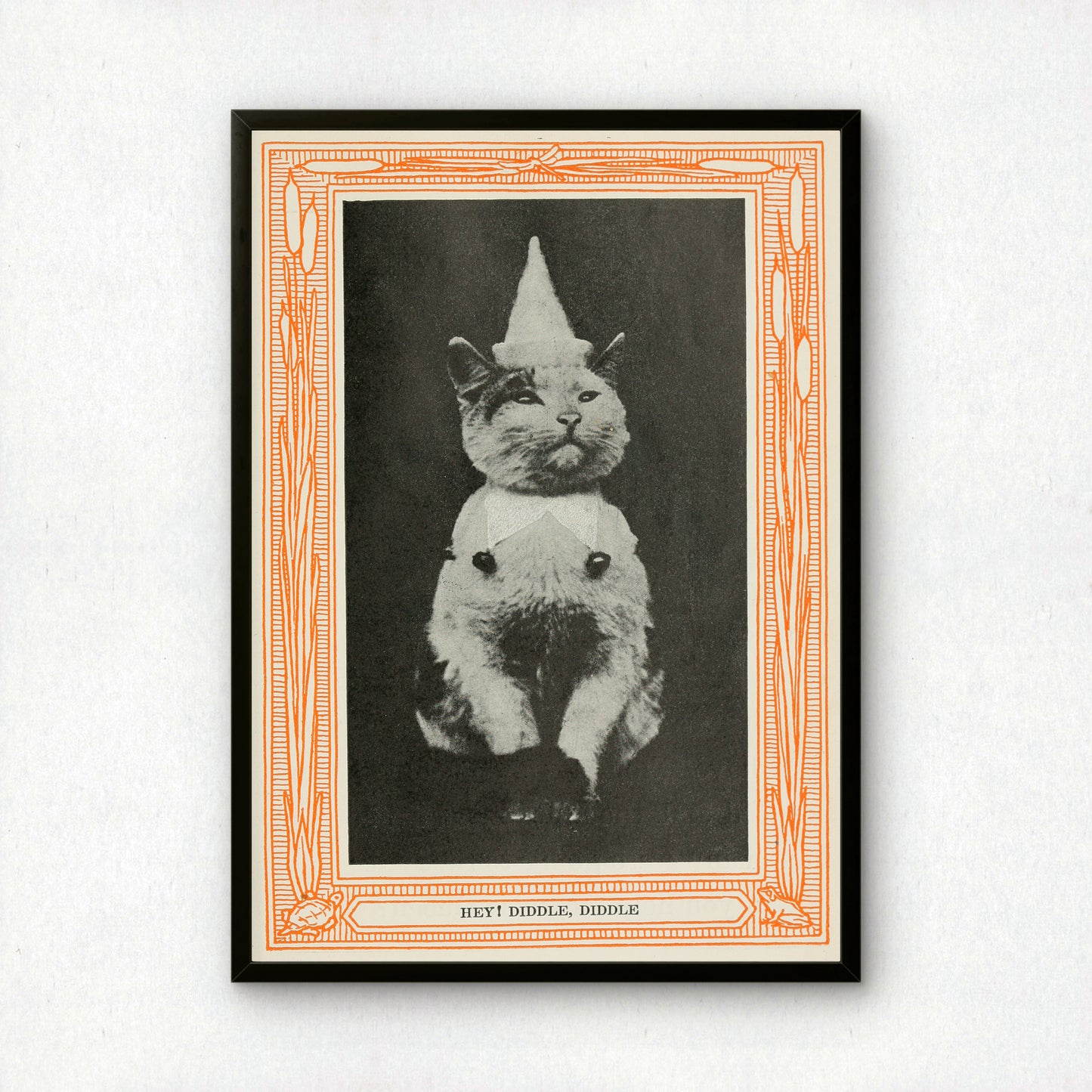 Funny Victorian Cat Art Print | 'Hey! Diddle, Diddle' | Vintage Cat Meme Wall Art | Cat Lover Gift