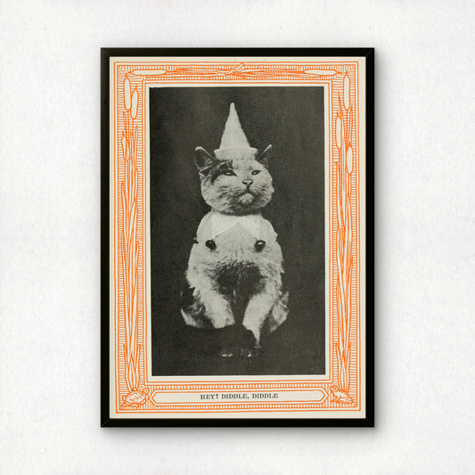 Funny Victorian Cat Art Print | 'Hey! Diddle, Diddle' | Vintage Cat Meme Wall Art | Cat Lover Gift