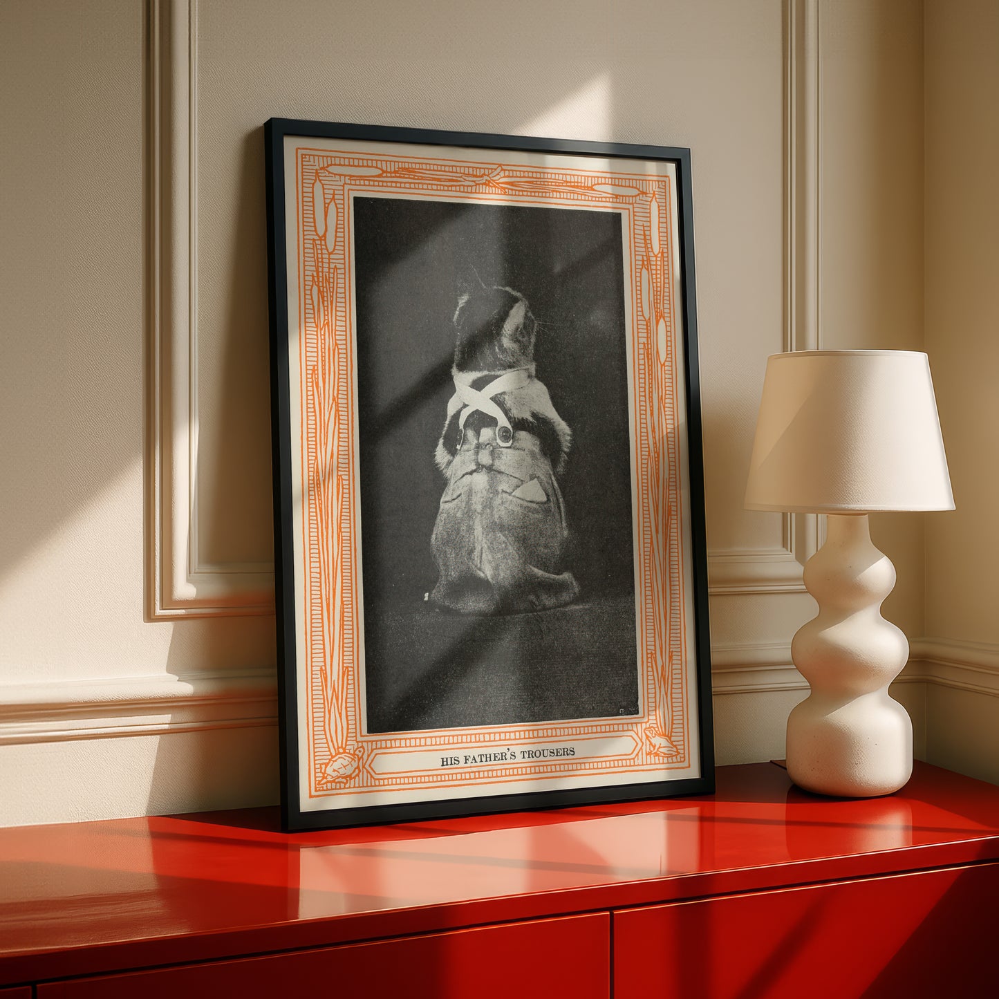 Funny Victorian Cat Art Print | 'His Father's Trousers' | Vintage Cat Meme Wall Art | Cat Lover Gift