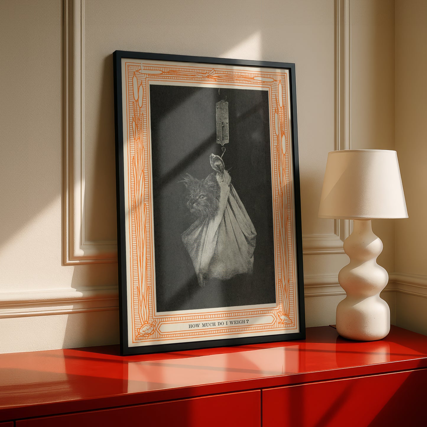 Funny Victorian Cat Art Print | 'How Much Do I Weigh?' | Vintage Cat Meme Wall Art | Cat Lover Gift