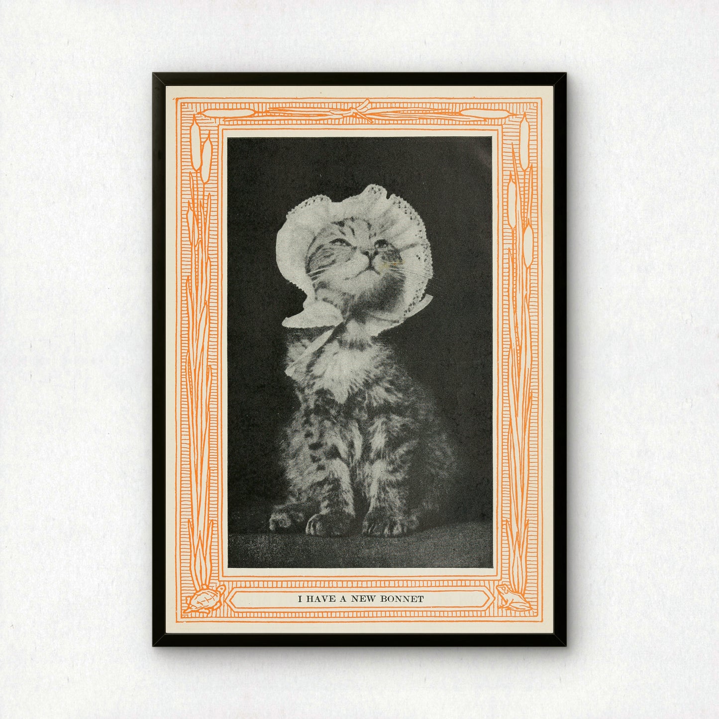Funny Victorian Cat Art Print | 'I Have a New Bonnet' | Vintage Cat Meme Wall Art | Cat Lover Gift