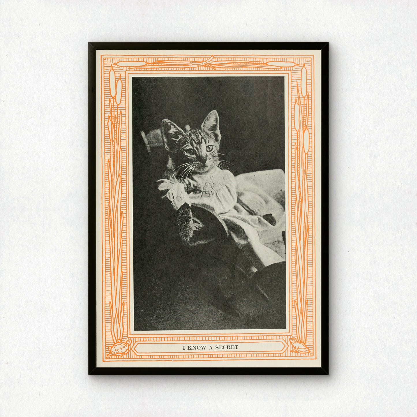 Funny Victorian Cat Art Print | 'I Know a Secret' | Vintage Cat Meme Wall Art | Cat Lover Gift