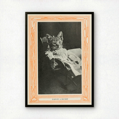 Funny Victorian Cat Art Print | 'I Know a Secret' | Vintage Cat Meme Wall Art | Cat Lover Gift