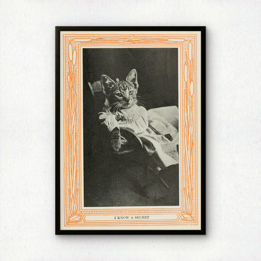 Funny Victorian Cat Art Print | 'I Know a Secret' | Vintage Cat Meme Wall Art | Cat Lover Gift
