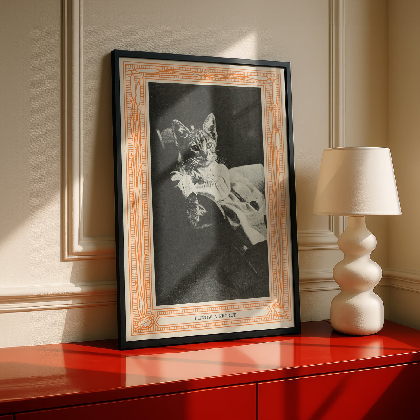 Funny Victorian Cat Art Print | 'I Know a Secret' | Vintage Cat Meme Wall Art | Cat Lover Gift