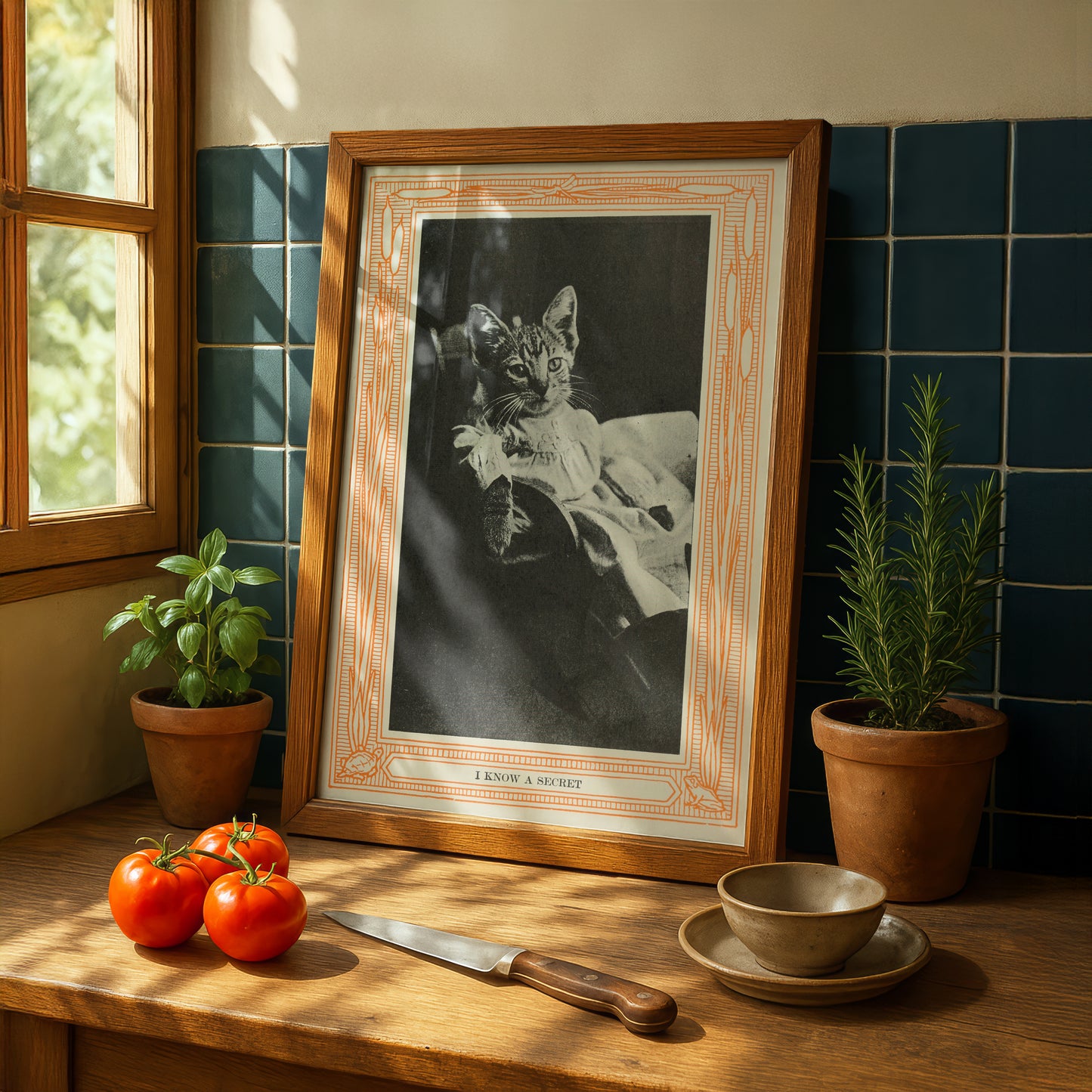 Funny Victorian Cat Art Print | 'I Know a Secret' | Vintage Cat Meme Wall Art | Cat Lover Gift