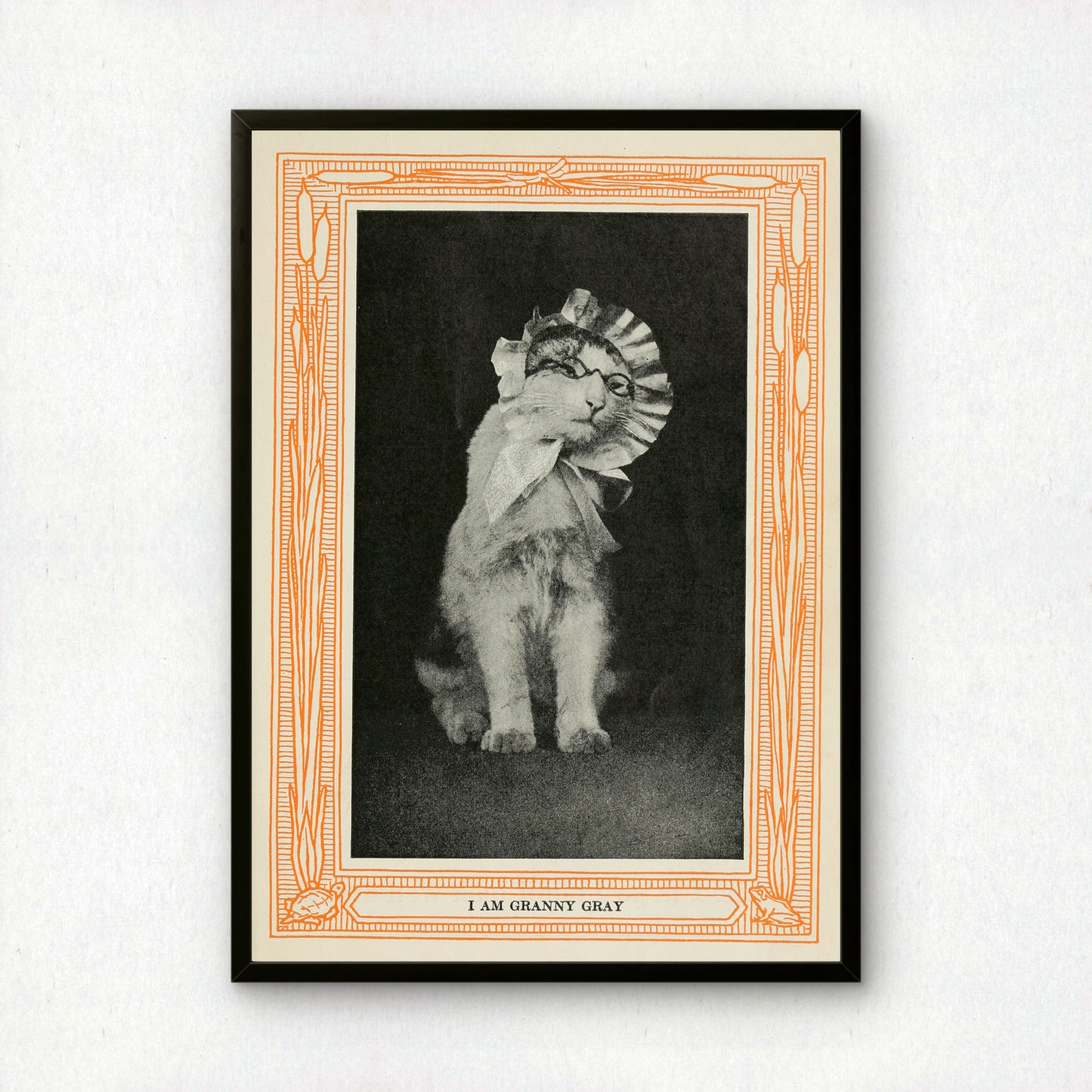 Funny Victorian Cat Art Print | 'I am Granny Gray' | Vintage Cat Meme Wall Art | Cat Lover Gift
