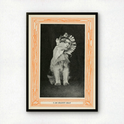Funny Victorian Cat Art Print | 'I am Granny Gray' | Vintage Cat Meme Wall Art | Cat Lover Gift