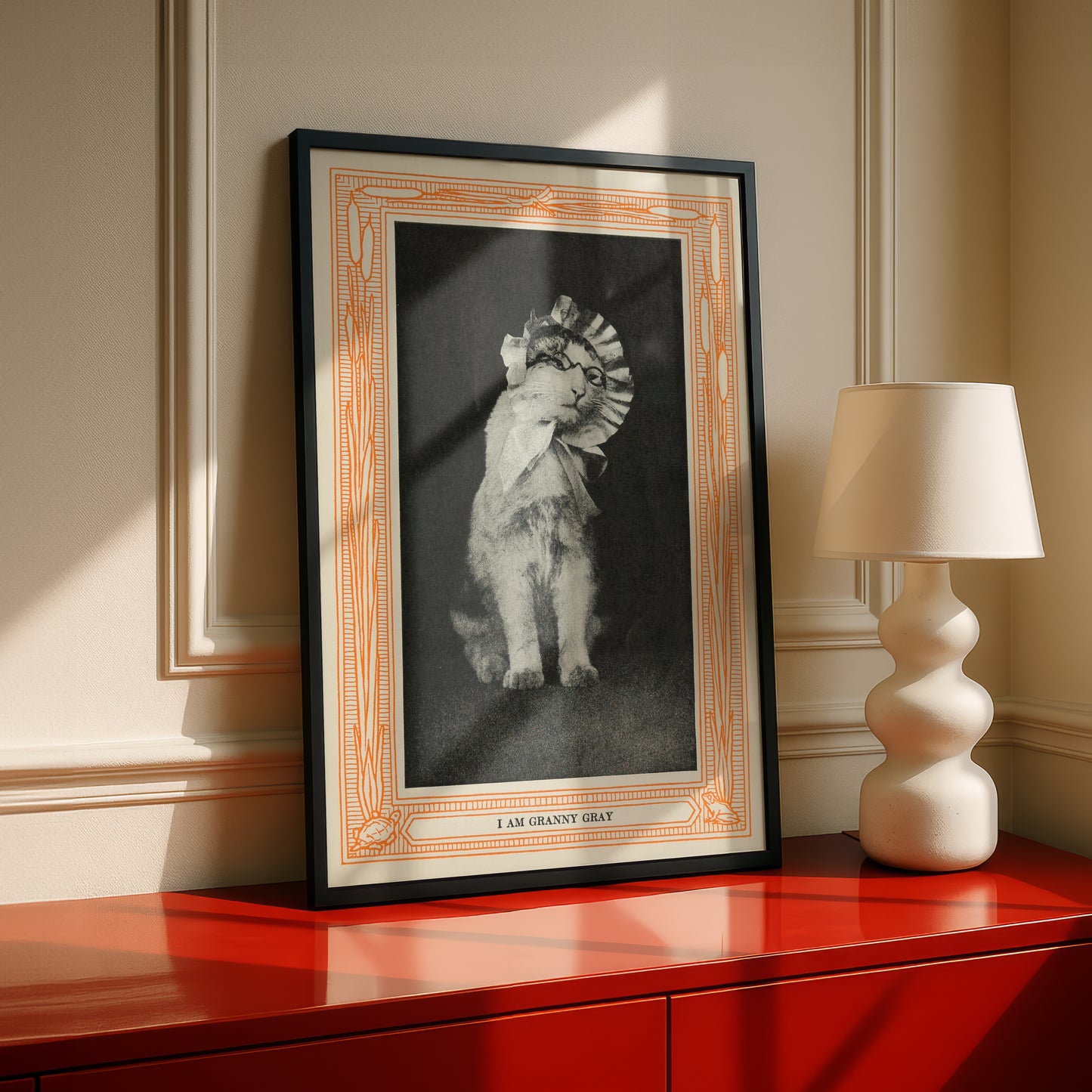 Funny Victorian Cat Art Print | 'I am Granny Gray' | Vintage Cat Meme Wall Art | Cat Lover Gift