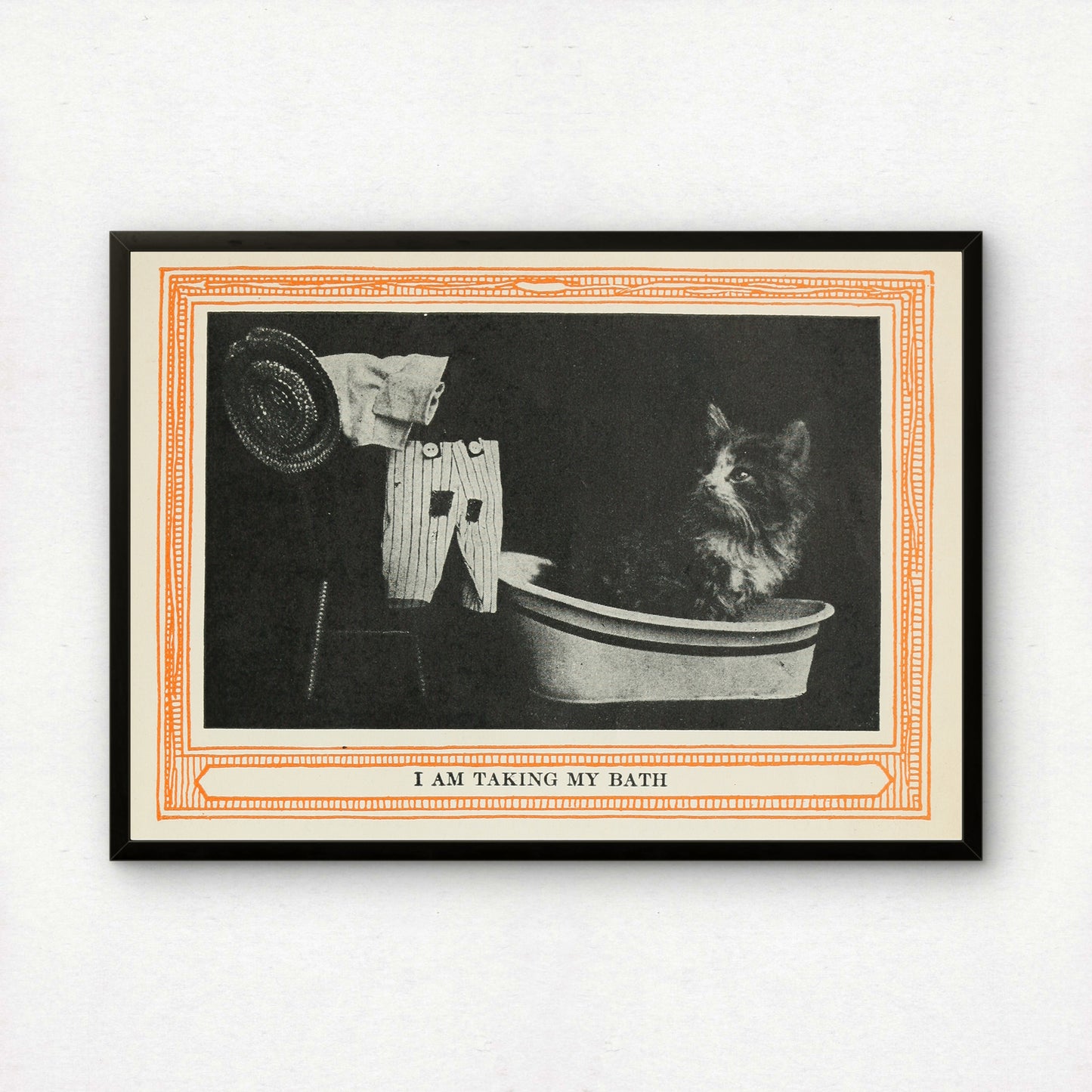 Funny Victorian Cat Art Print | 'I am Taking My Bath' | Vintage Cat Meme Wall Art | Cat Lover Gift