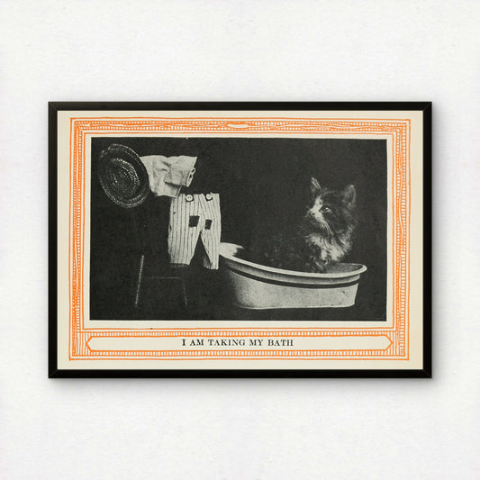 Funny Victorian Cat Art Print | 'I am Taking My Bath' | Vintage Cat Meme Wall Art | Cat Lover Gift