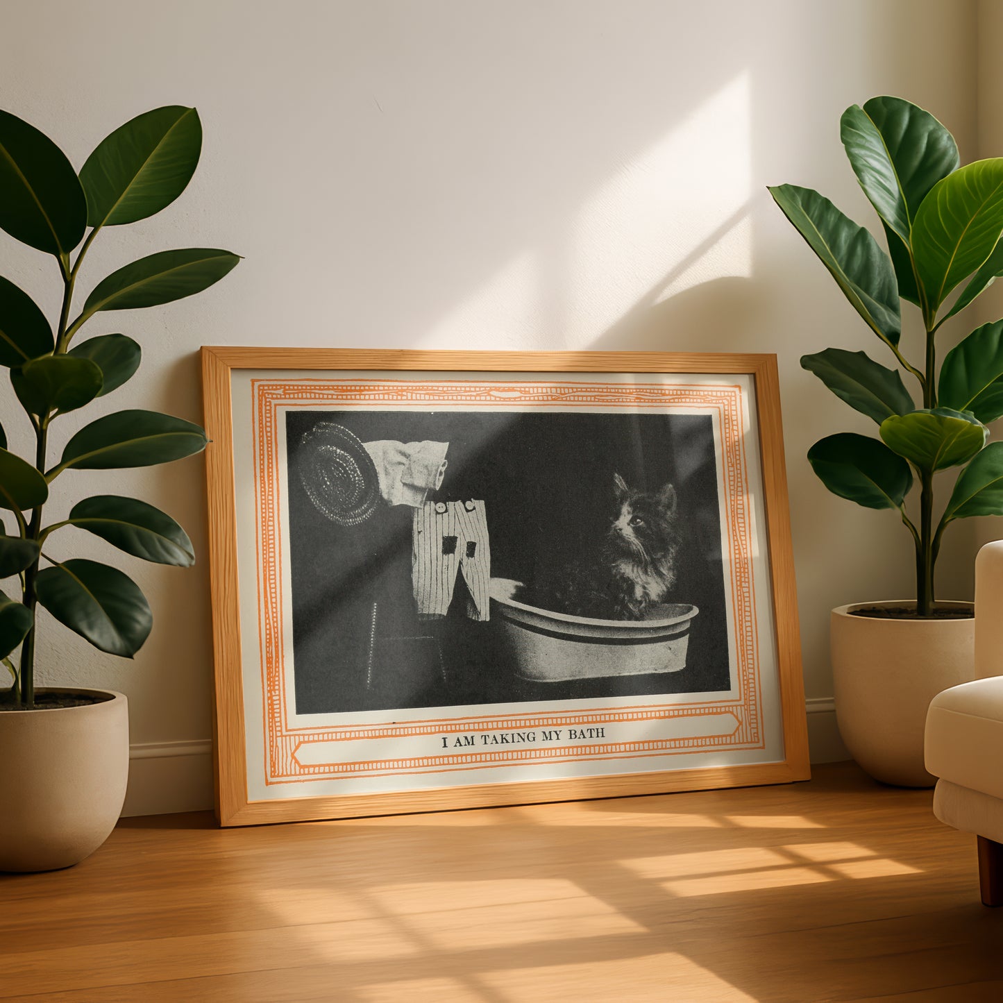 Funny Victorian Cat Art Print | 'I am Taking My Bath' | Vintage Cat Meme Wall Art | Cat Lover Gift
