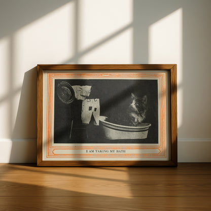 Funny Victorian Cat Art Print | 'I am Taking My Bath' | Vintage Cat Meme Wall Art | Cat Lover Gift