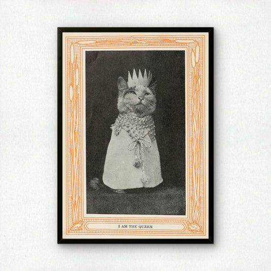 Funny Victorian Cat Art Print | 'I am the Queen' | Vintage Cat Meme Wall Art | Cat Lover Gift
