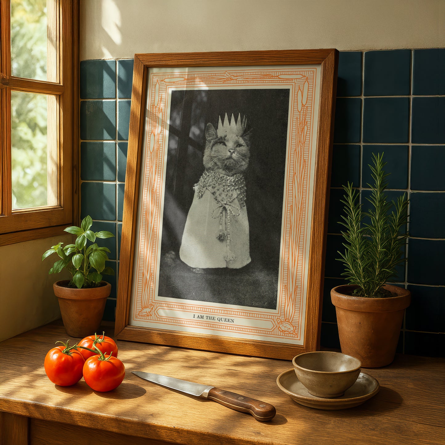 Funny Victorian Cat Art Print | 'I am the Queen' | Vintage Cat Meme Wall Art | Cat Lover Gift