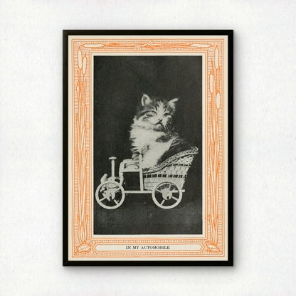 Funny Victorian Cat Art Print | 'In My Automobile' | Vintage Cat Meme Wall Art | Cat Lover Gift