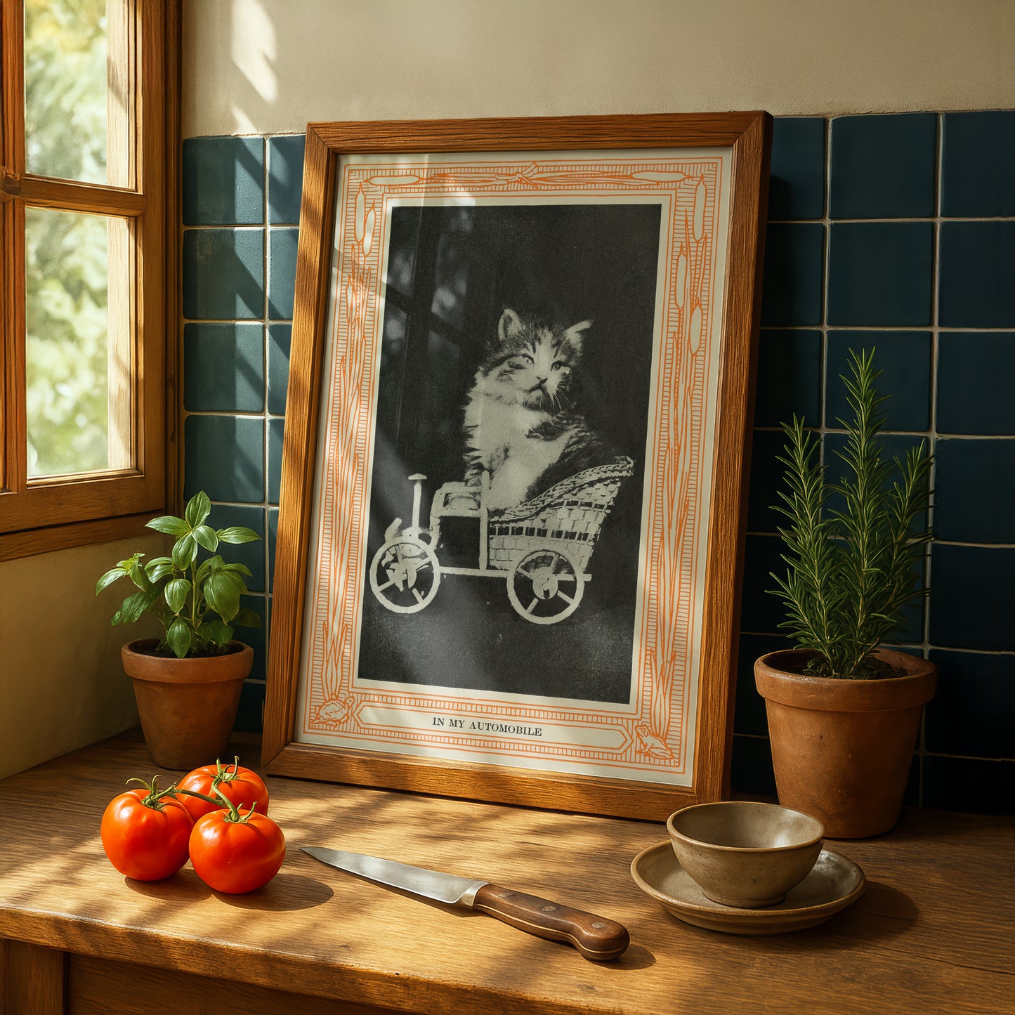 Funny Victorian Cat Art Print | 'In My Automobile' | Vintage Cat Meme Wall Art | Cat Lover Gift