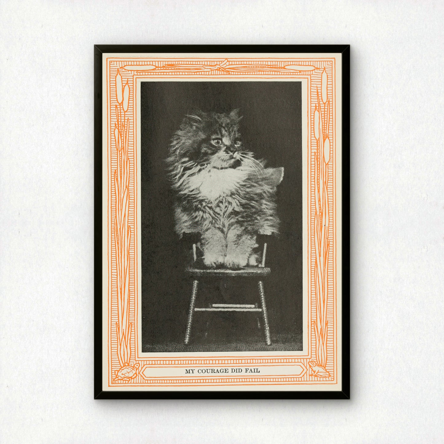 Funny Victorian Cat Art Print | 'My Courage Did Fail' | Vintage Cat Meme Wall Art | Cat Lover Gift