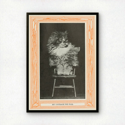 Funny Victorian Cat Art Print | 'My Courage Did Fail' | Vintage Cat Meme Wall Art | Cat Lover Gift